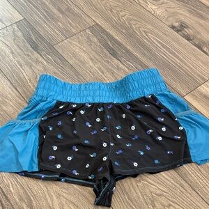 FP Movement by Free People Blue and Black Floral Athletic Shorts